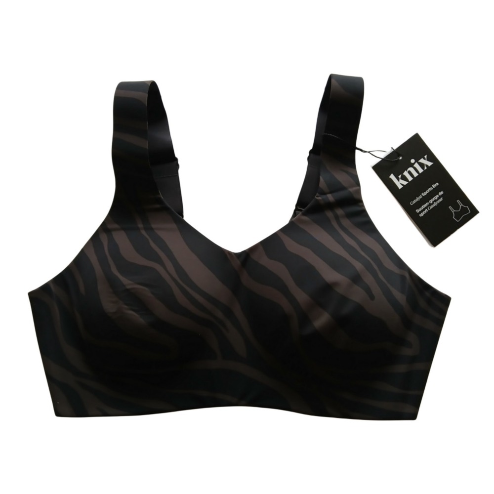 NWT Knix Catalyst Sports Bra High Impact  Full Coverage Zebra Print - M+